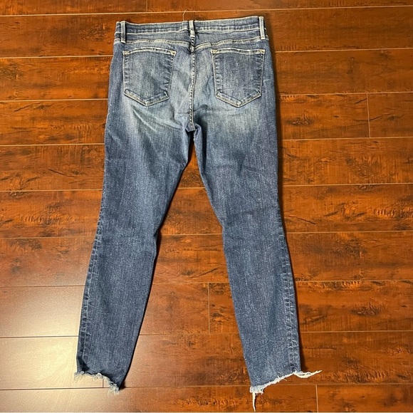 FRAME Denim Le Skinny De Jeanne Meyer Wash Jeans High Rise Raw Hem Size 32 - Picture 4 of 13